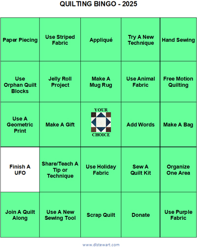 Quilting Bingo Card for October www.dlstewart.com